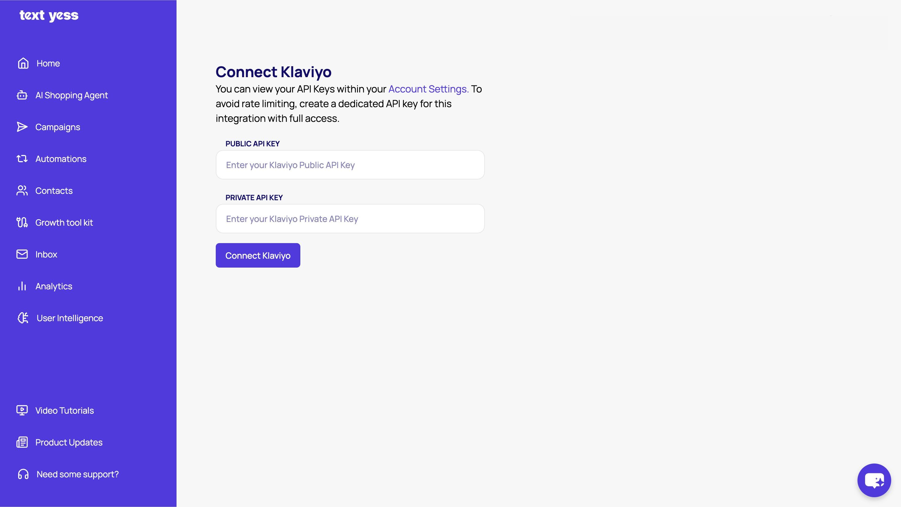 Setup Klaviyo - TextYess docs